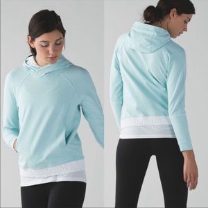 Lululemon All Good Pullover Hoodie Tranquil Blue with White Trim Size 8
